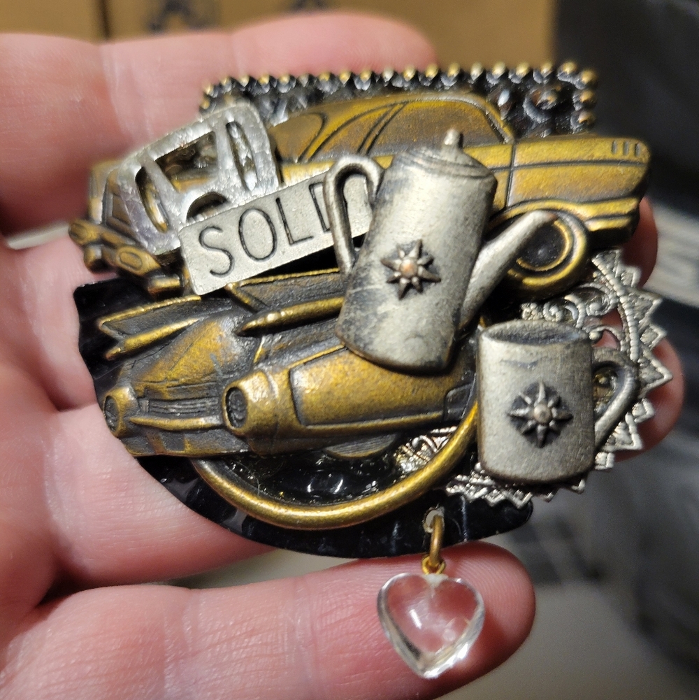 Vintage Handmade Car And Car Parts Brooch Or Pin